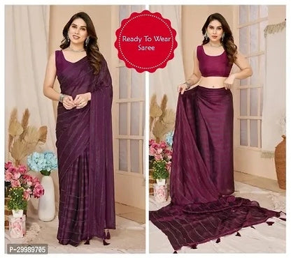 Georgette Striped Saree for Women (Pink, 6.3 m)